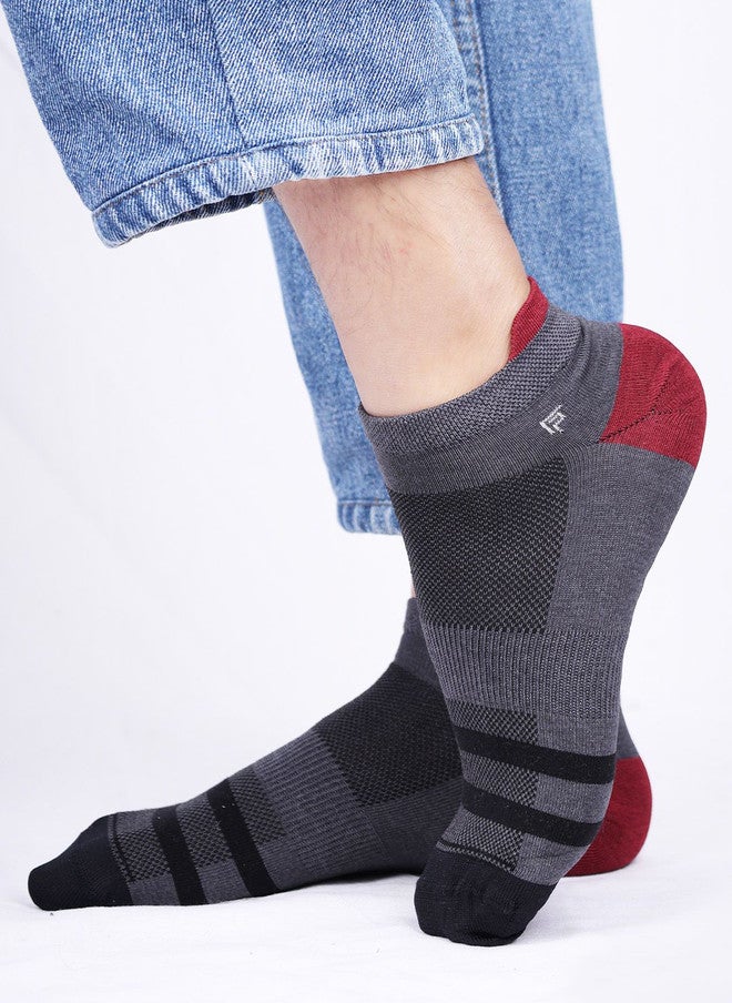 FOOTPRINTS Unisex Pack Of 3 Anti Slip Silicon Grip Ankle Length Socks - Image 3